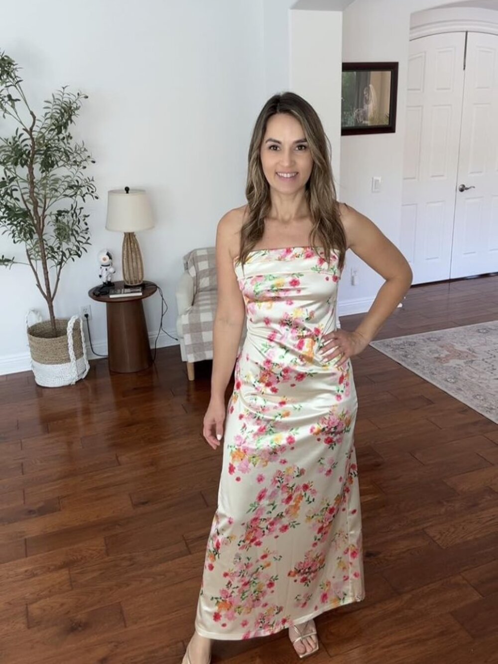 SOLY HUX Women's Floral Tube Maxi Dress Strapless Sleeveless Bodycon Summer Wedd